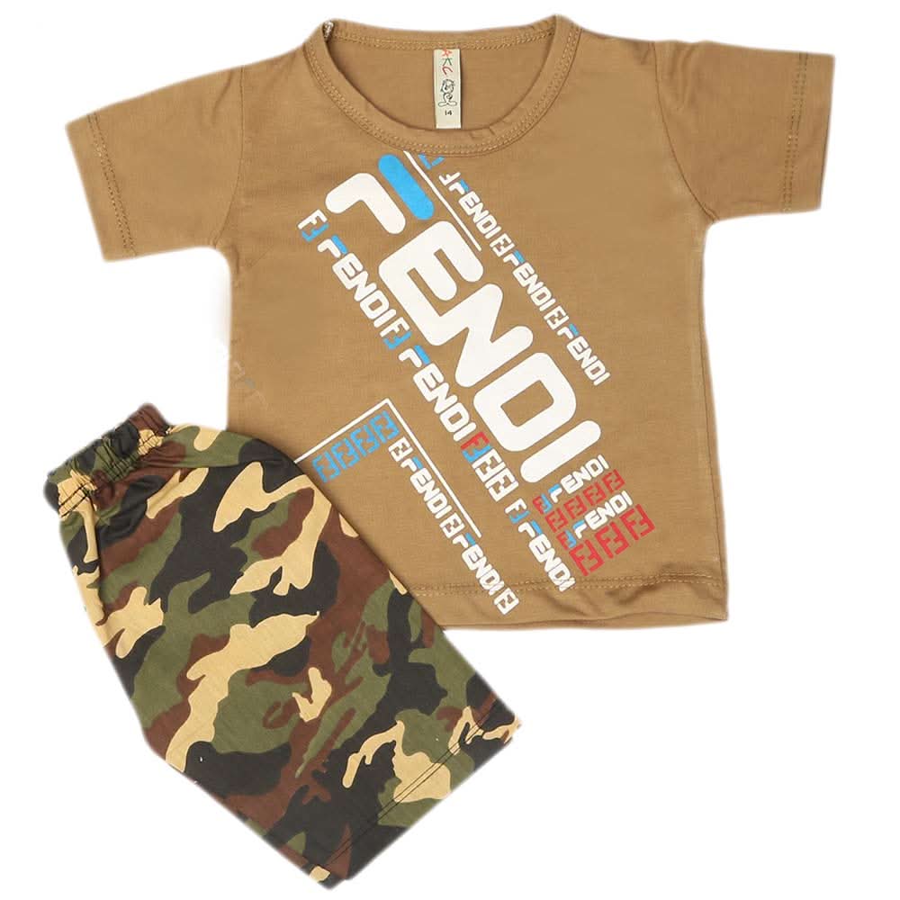 Boys 2 Pcs Suit Half Sleeves - Khaki, Kids, Boys Sets And Suits, Chase Value, Chase Value