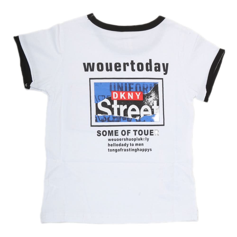 Boys Half Sleeves T-Shirt - White, Kids, Boys T-Shirts, Chase Value, Chase Value