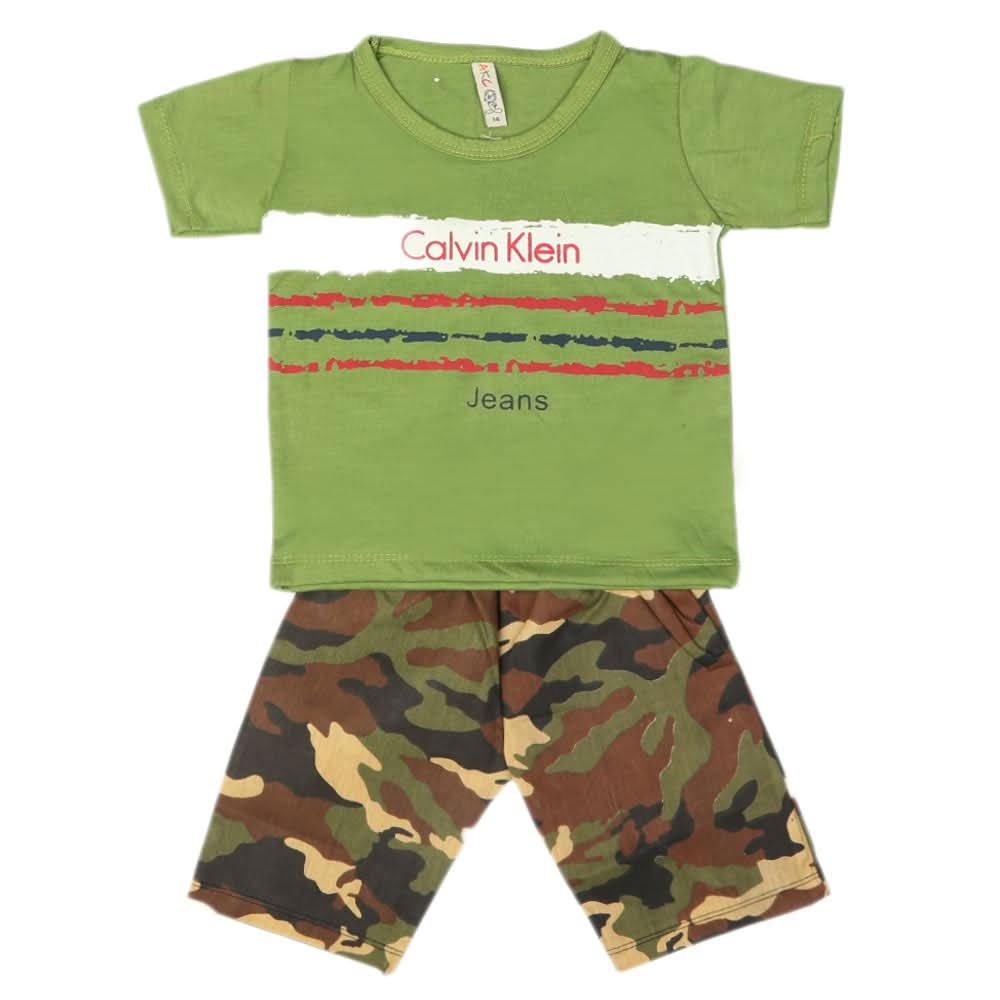 Boys 2 Pcs Suit Half Sleeves - Green, Kids, Boys Sets And Suits, Chase Value, Chase Value