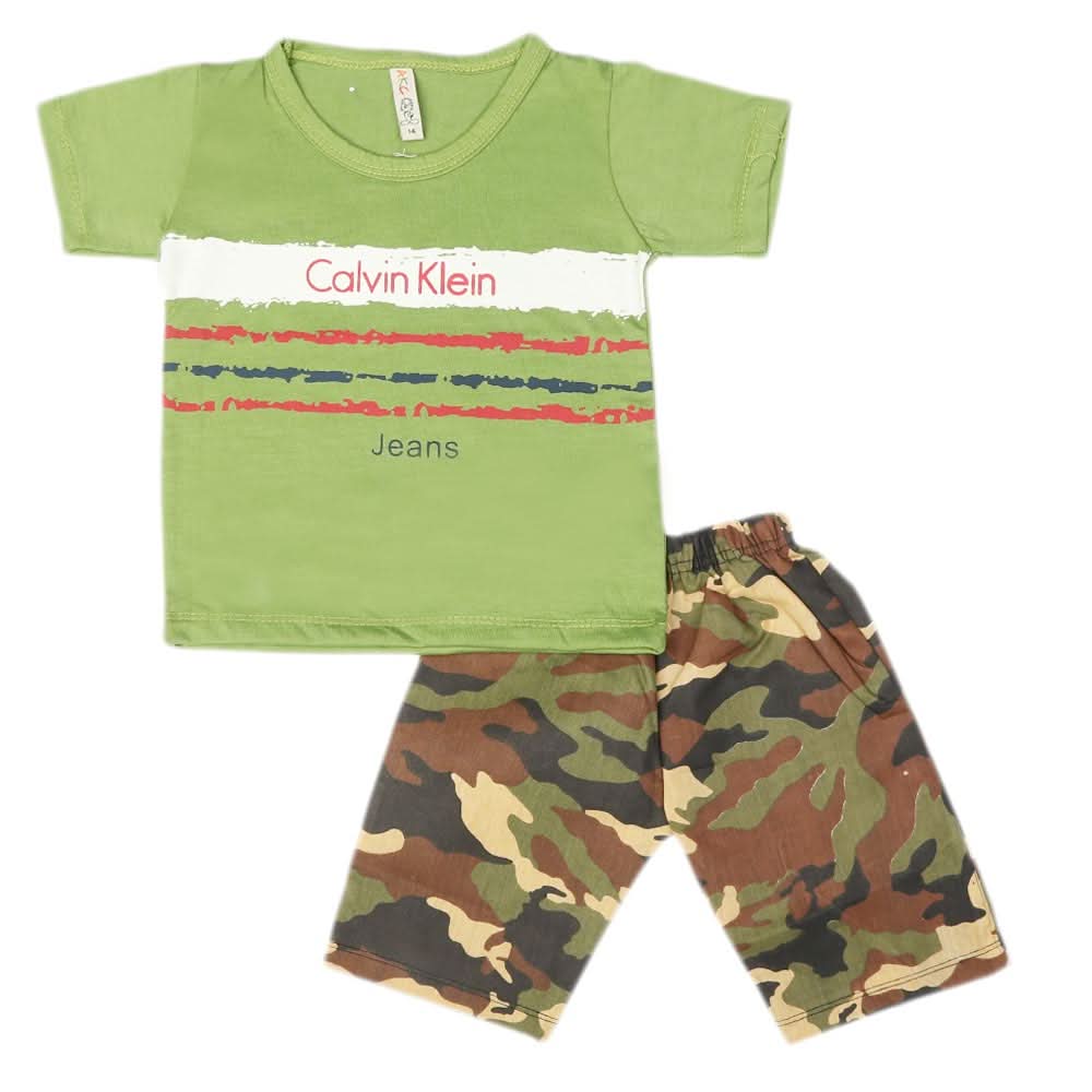 Boys 2 Pcs Suit Half Sleeves - Green, Kids, Boys Sets And Suits, Chase Value, Chase Value