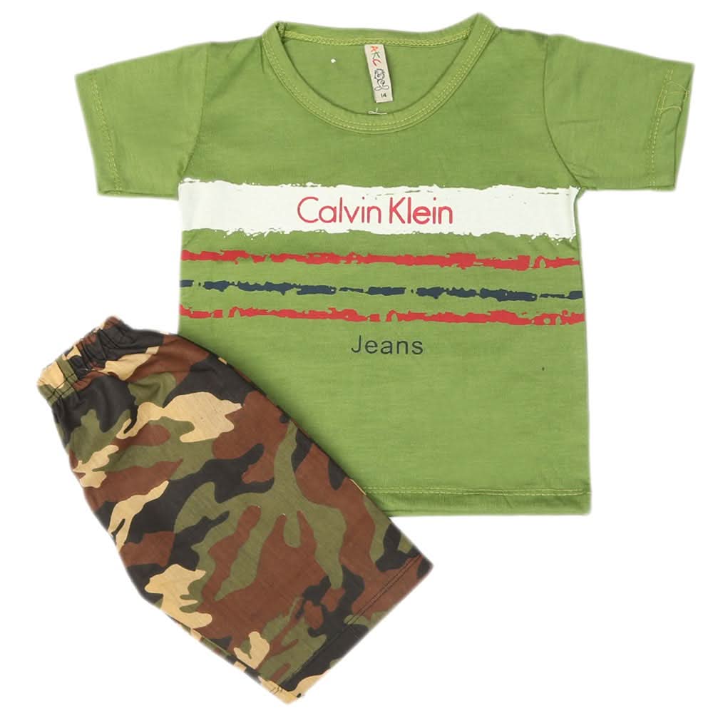 Boys 2 Pcs Suit Half Sleeves - Green, Kids, Boys Sets And Suits, Chase Value, Chase Value