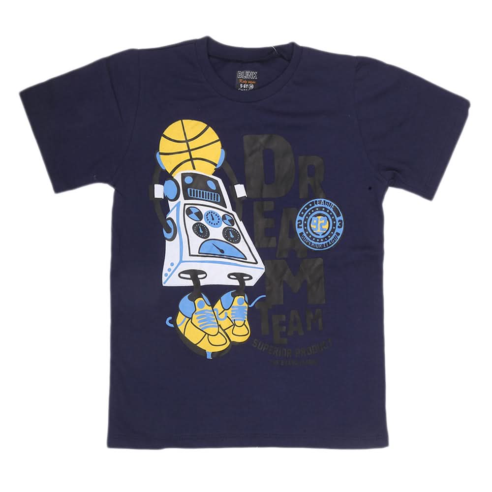 Boys Half Sleeves T-Shirt 3988 - Navy Blue, Kids, Boys T-Shirts, Chase Value, Chase Value