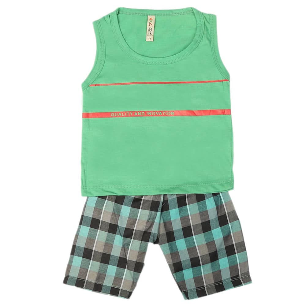 Boys 2 Pcs Suit Sando - Green, Kids, Boys Sets And Suits, Chase Value, Chase Value