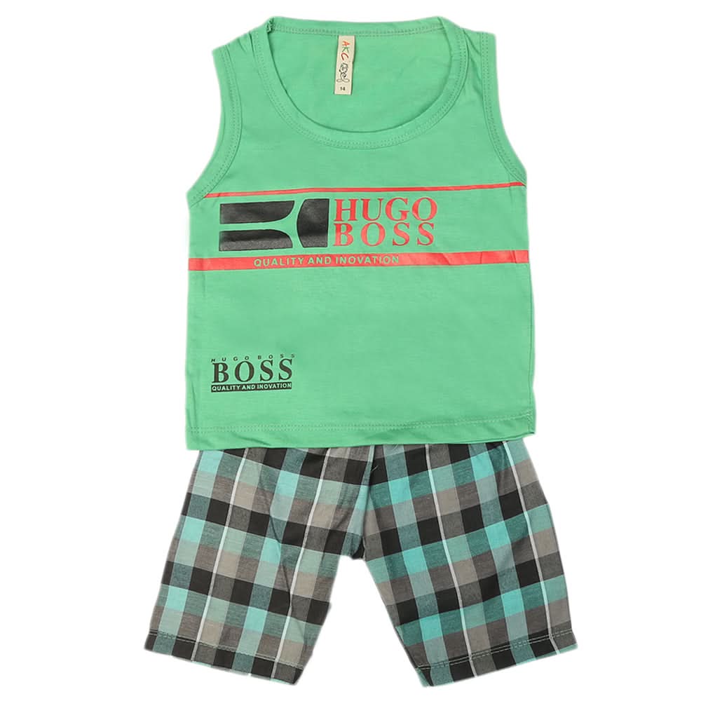 Boys 2 Pcs Suit Sando - Green, Kids, Boys Sets And Suits, Chase Value, Chase Value