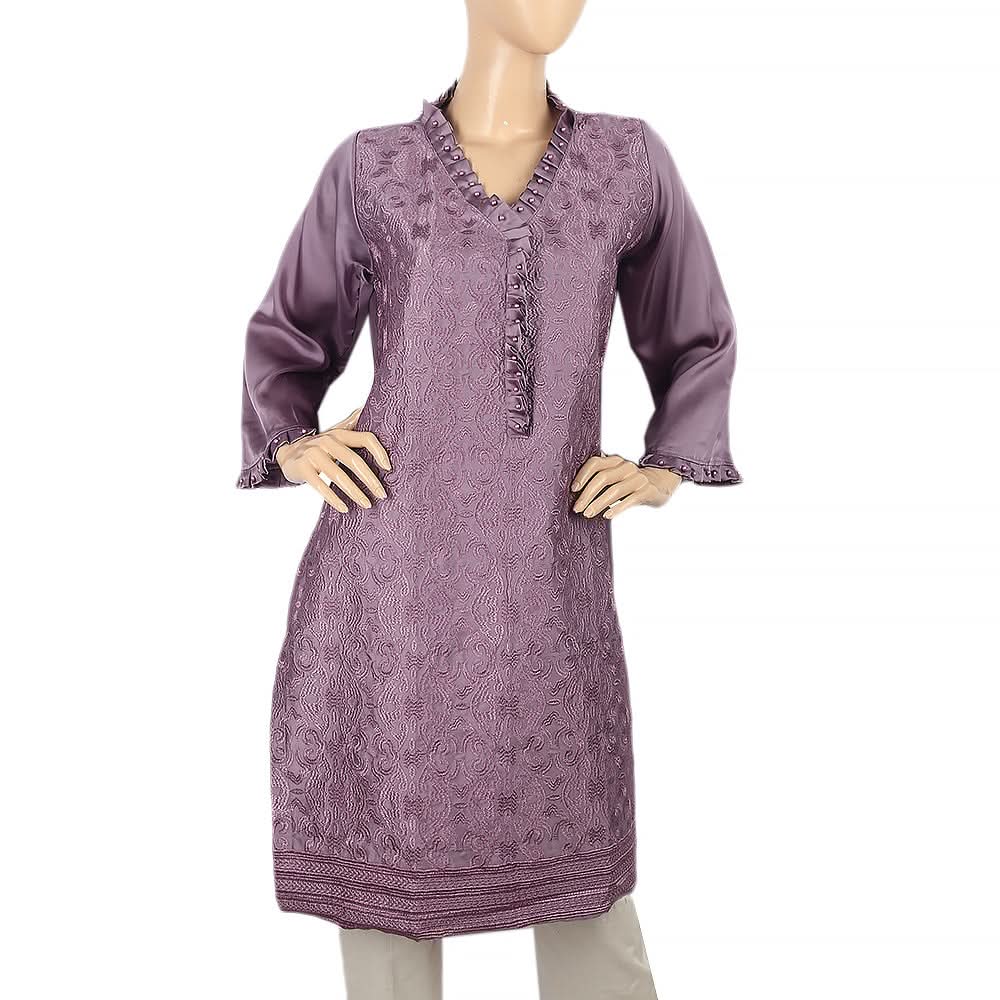 Women's Embroidered Kurti - Purple, Women, Ready Kurtis, Chase Value, Chase Value