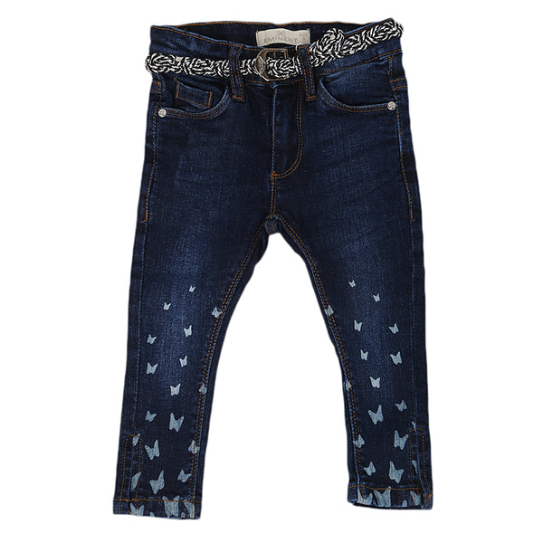 Eminent Girls Embroidered Denim Pant - Dark Blue, Kids, Girls Pants And Capri, Eminent, Chase Value