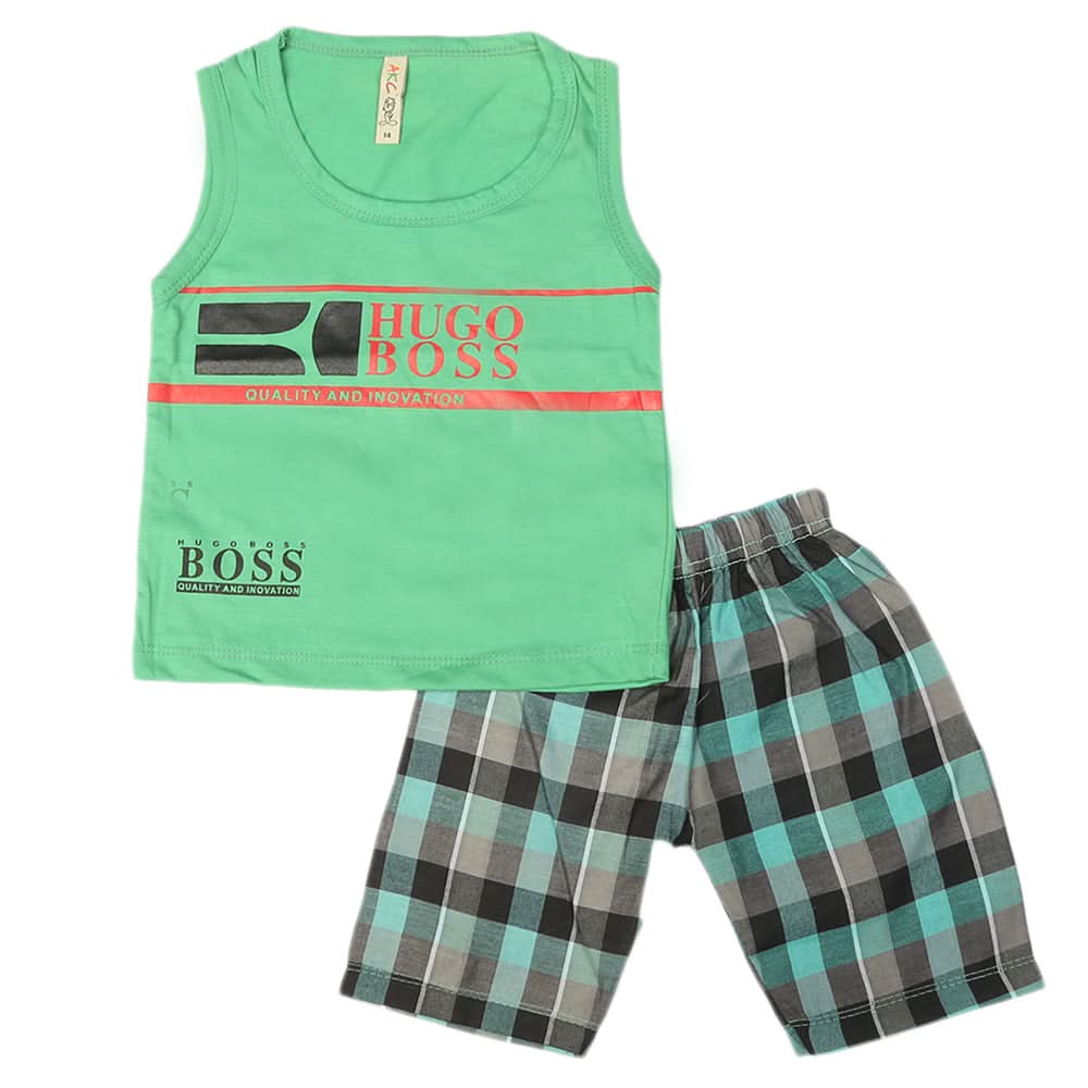 Boys 2 Pcs Suit Sando - Green, Kids, Boys Sets And Suits, Chase Value, Chase Value