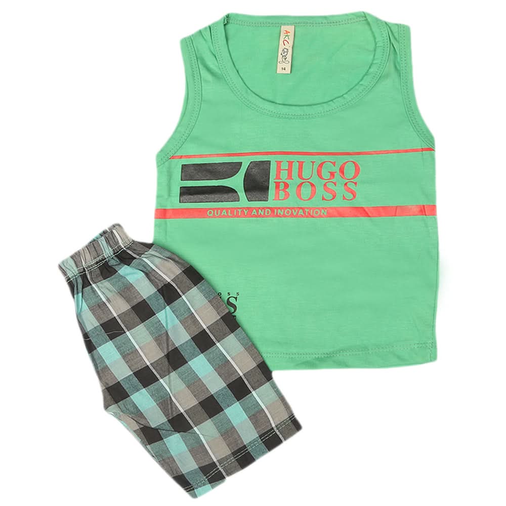 Boys 2 Pcs Suit Sando - Green, Kids, Boys Sets And Suits, Chase Value, Chase Value