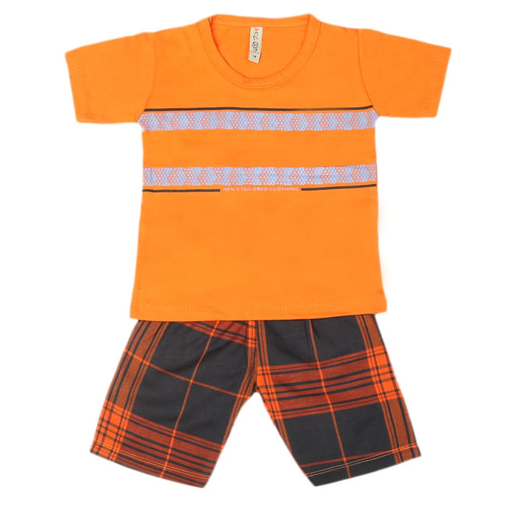 Boys 2 Pcs Suit Half Sleeves - Orange, Kids, Boys Sets And Suits, Chase Value, Chase Value