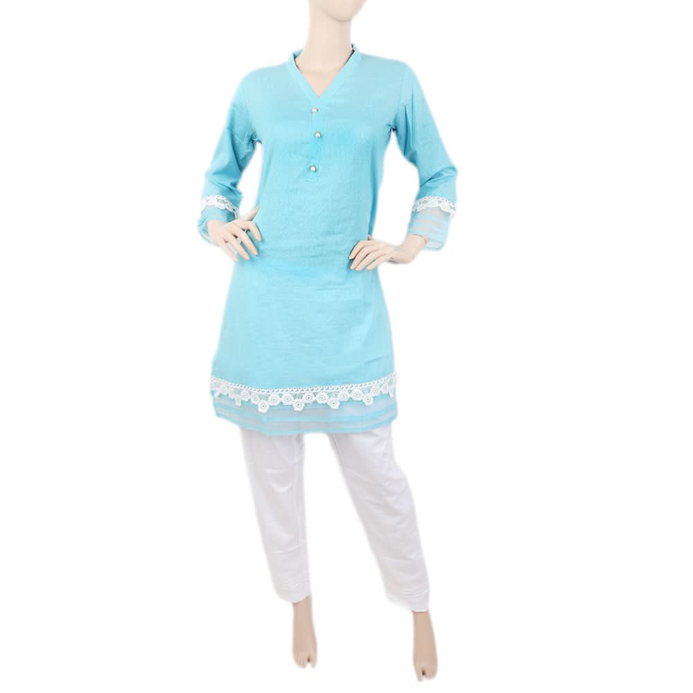 Women's Stitched 2Pcs Shalwar Suit- Sky Blue, Women, Shalwar Suits, Chase Value, Chase Value