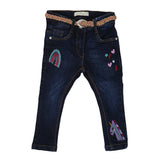 Eminent Girls Embroidered Denim Pant - Dark Blue, Kids, Girls Pants And Capri, Eminent, Chase Value