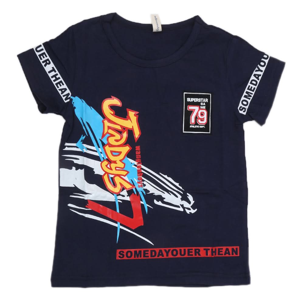 Boys Half Sleeves T-Shirt - Navy Blue, Kids, Boys T-Shirts, Chase Value, Chase Value