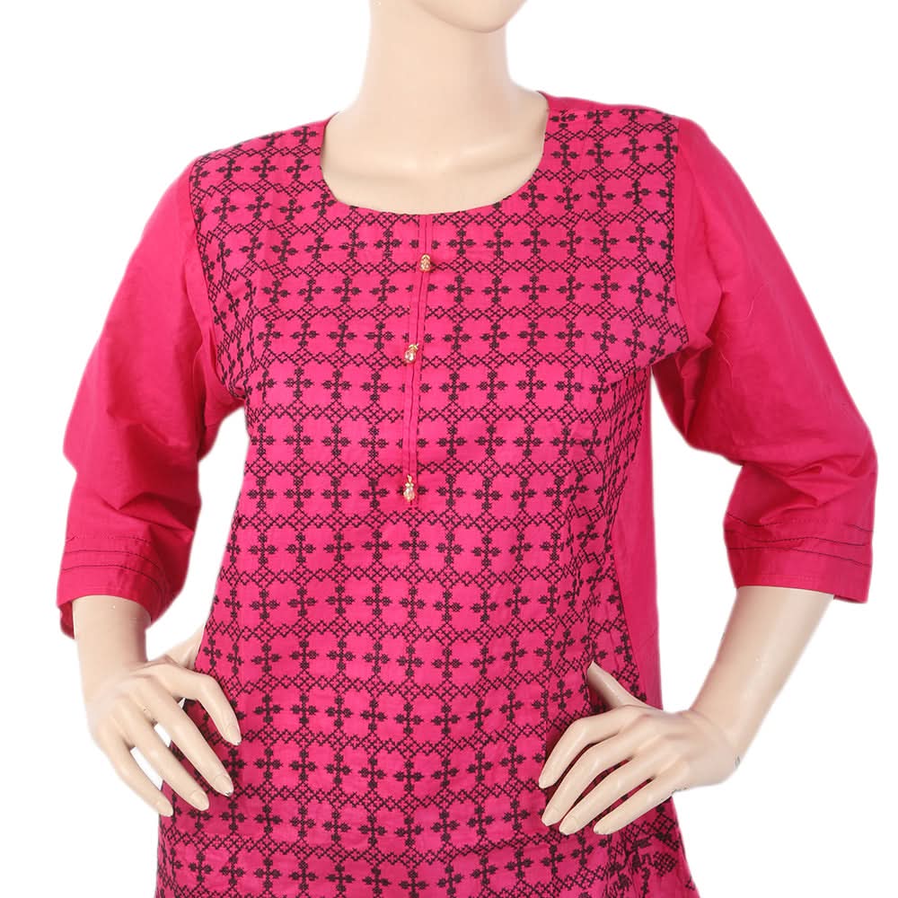 Women's Embroidered 3Pcs Suit - Dark Pink, Women, Shalwar Suits, Chase Value, Chase Value