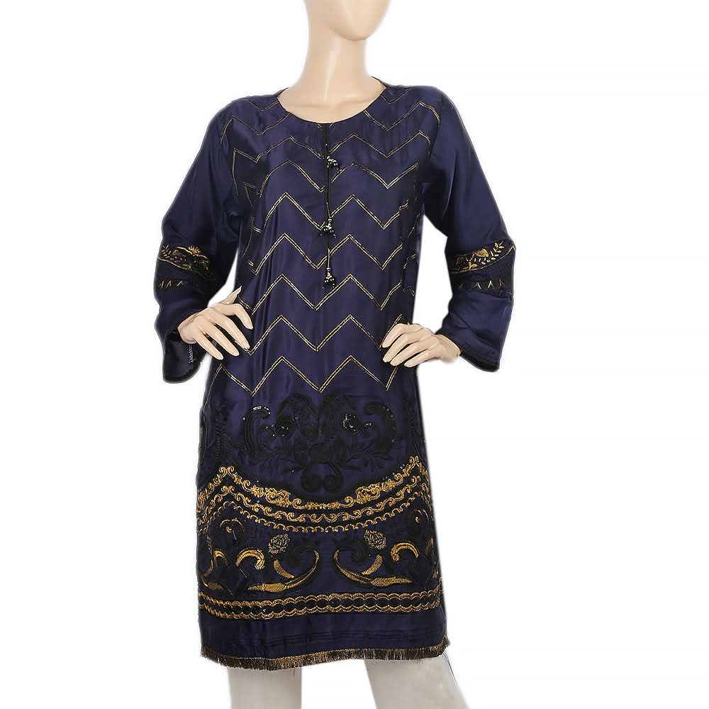 Women's Embroidered Kurti - Navy Blue, Women, Ready Kurtis, Chase Value, Chase Value