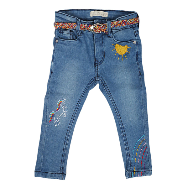 Eminent Girls Embroidered Denim Pant - Blue, Kids, Girls Pants And Capri, Eminent, Chase Value