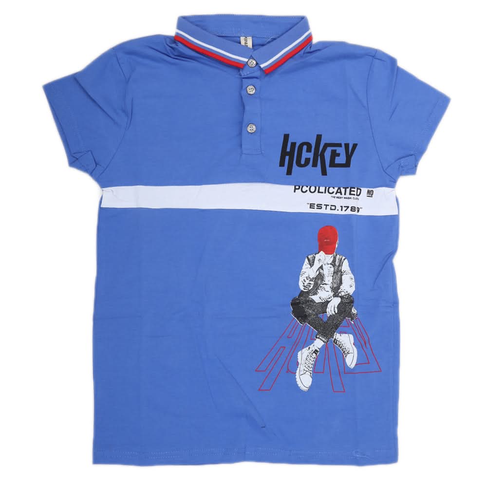 Boys Half Sleeves Polo T-Shirt - Sky Blue, Kids, Boys T-Shirts, Chase Value, Chase Value