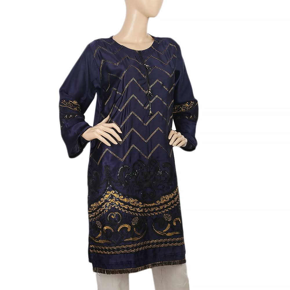 Women's Embroidered Kurti - Navy Blue, Women, Ready Kurtis, Chase Value, Chase Value