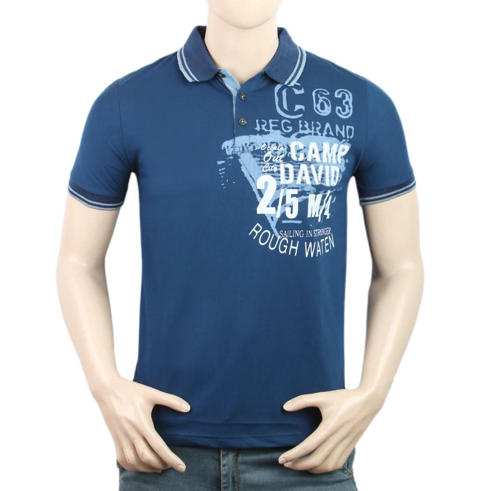 Men's Half Sleeves Polo T-Shirt - Steel Blue, Men, T-Shirts And Polos, Chase Value, Chase Value