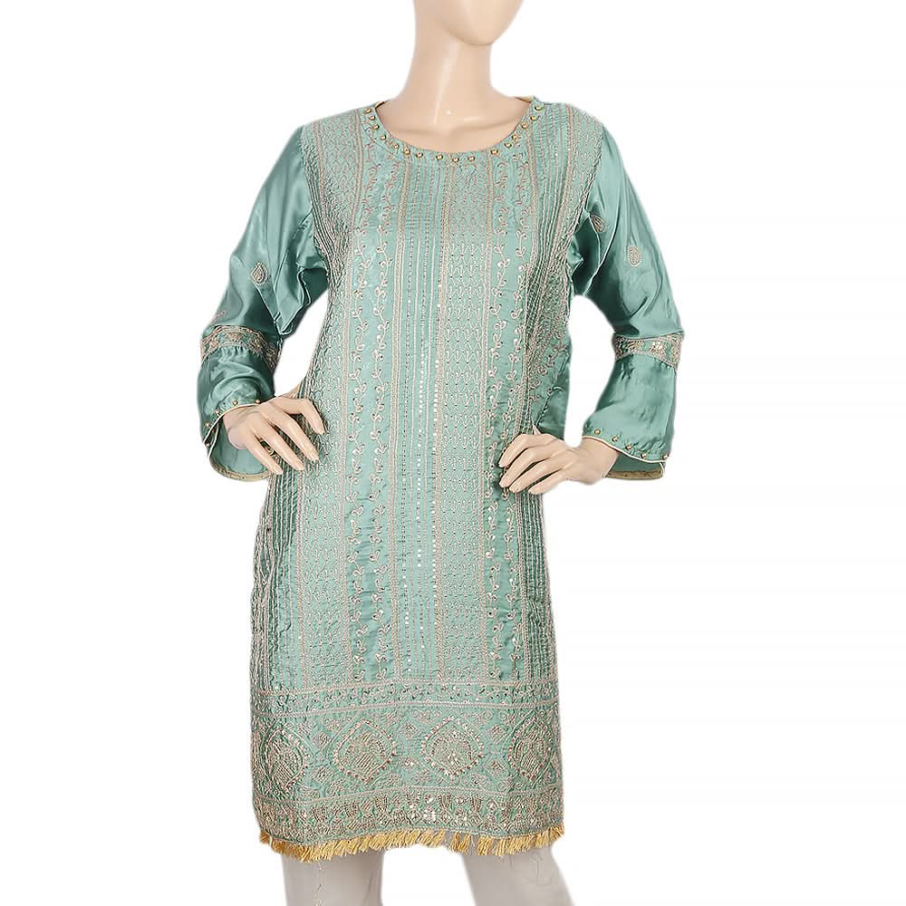 Women's Embroidered Kurti - Sea Green, Women, Ready Kurtis, Chase Value, Chase Value