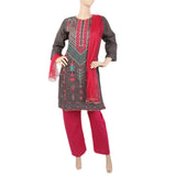 Women's Front Embroidered 3Pcs Suit - Grey, Women, Shalwar Suits, Chase Value, Chase Value
