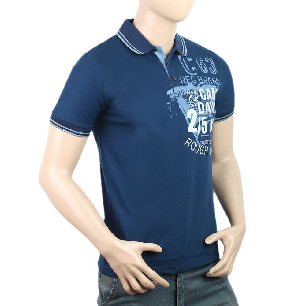 Men's Half Sleeves Polo T-Shirt - Steel Blue, Men, T-Shirts And Polos, Chase Value, Chase Value