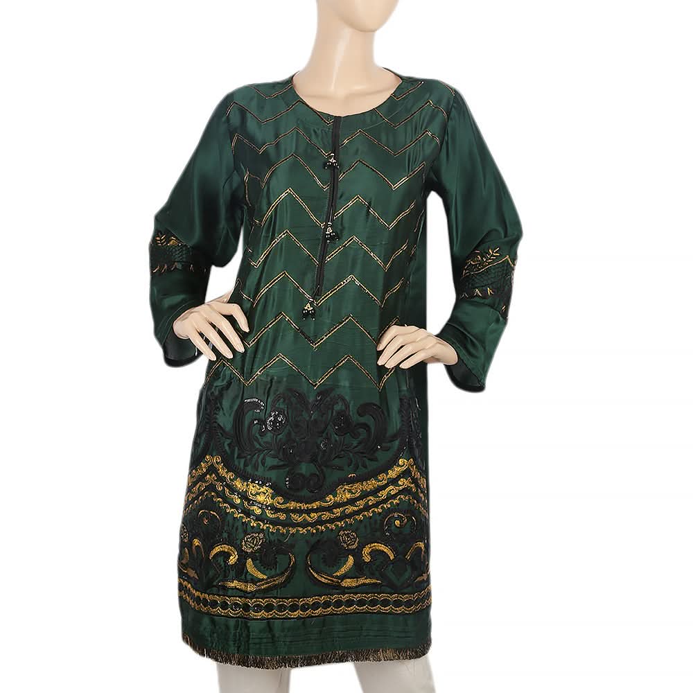 Women's Embroidered Kurti - Green, Women, Ready Kurtis, Chase Value, Chase Value