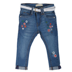 Eminent Girls Embroidered Denim Pant - Blue, Kids, Girls Pants And Capri, Eminent, Chase Value