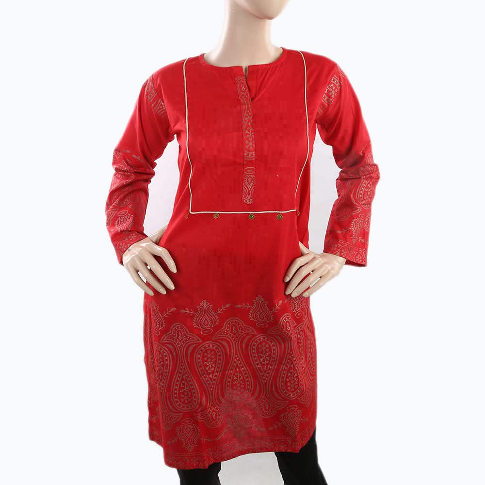 Women's Plain Kurti - Red, Women, Ready Kurtis, Chase Value, Chase Value