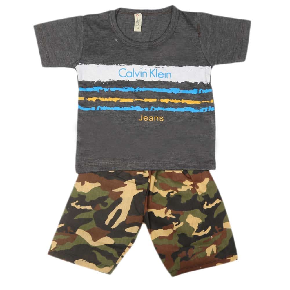 Boys 2 Pcs Suit Half Sleeves - Grey, Kids, Boys Sets And Suits, Chase Value, Chase Value
