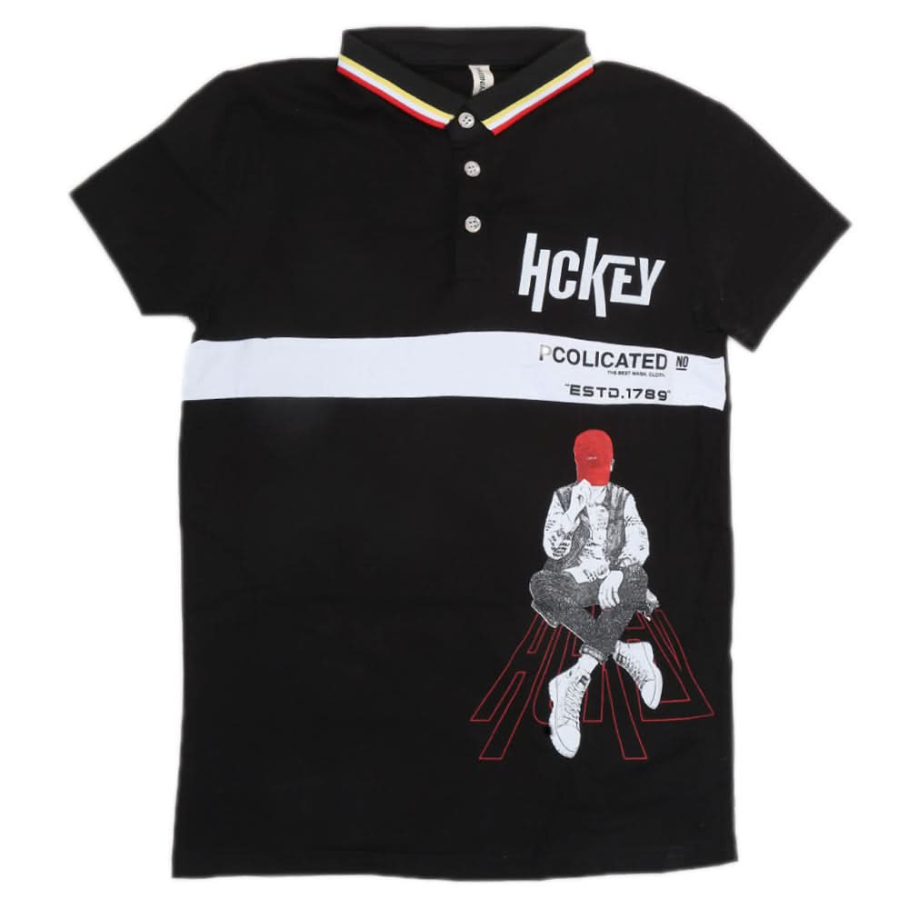 Boys Half Sleeves Polo T-Shirt - Black, Kids, Boys T-Shirts, Chase Value, Chase Value
