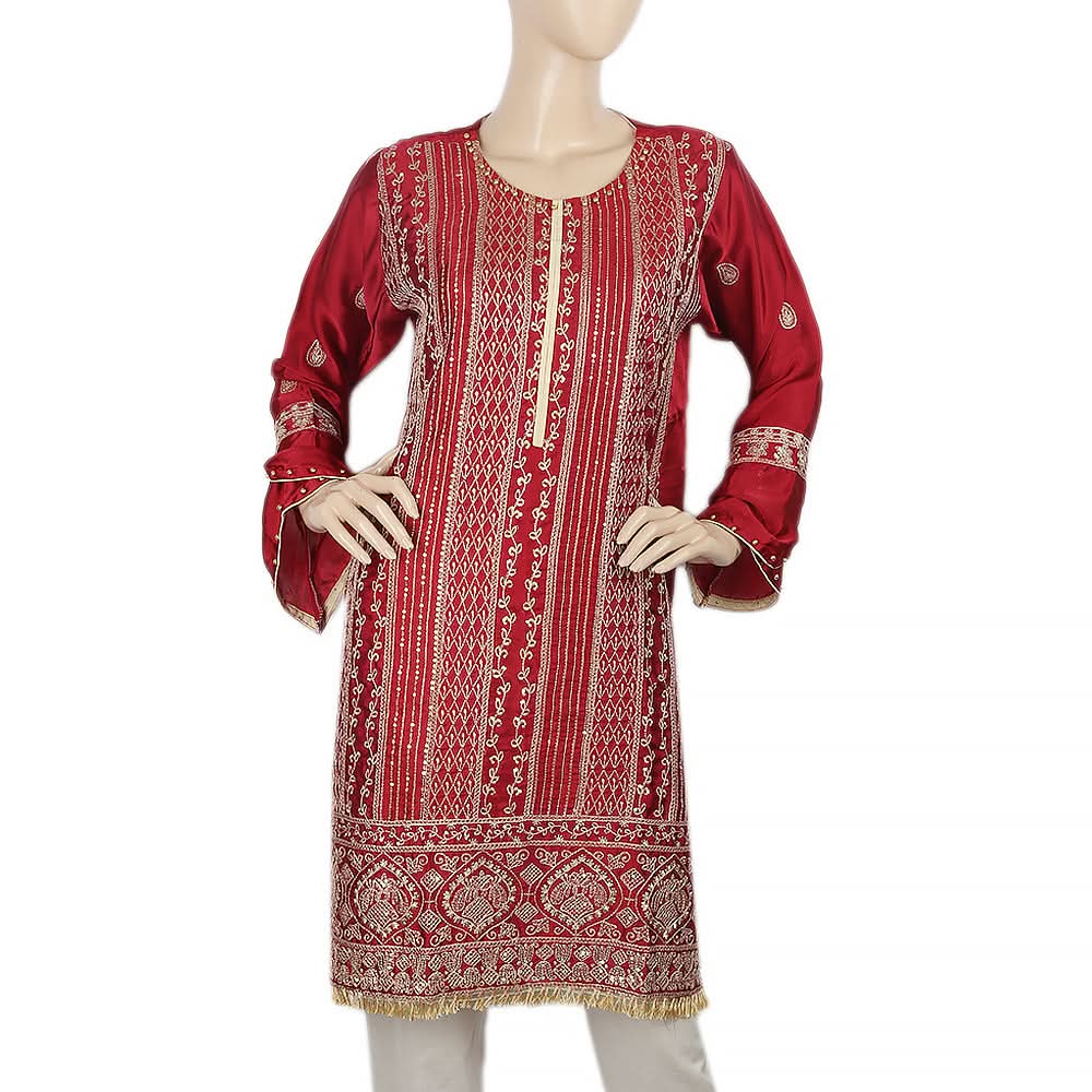 Women's Embroidered Kurti - Maroon, Women, Ready Kurtis, Chase Value, Chase Value