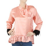 Women's Silk Top With Sleeve Lace - Peach, Women, T-Shirts And Tops, Chase Value, Chase Value