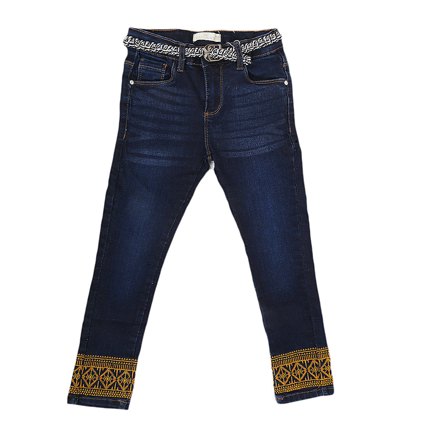 Eminent Girls Embroidered Pant - Dark Blue, Kids, Girls Pants And Capri, Eminent, Chase Value