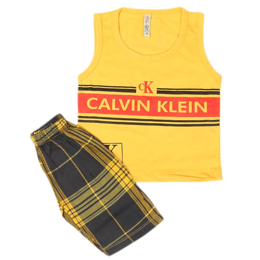 Boys 2 Pcs Suit Sando - Yellow, Kids, Boys Sets And Suits, Chase Value, Chase Value