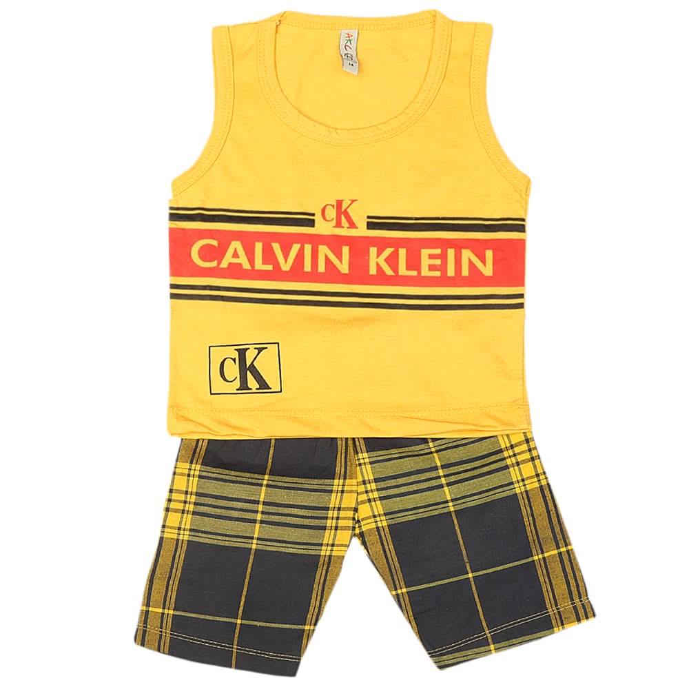 Boys 2 Pcs Suit Sando - Yellow, Kids, Boys Sets And Suits, Chase Value, Chase Value