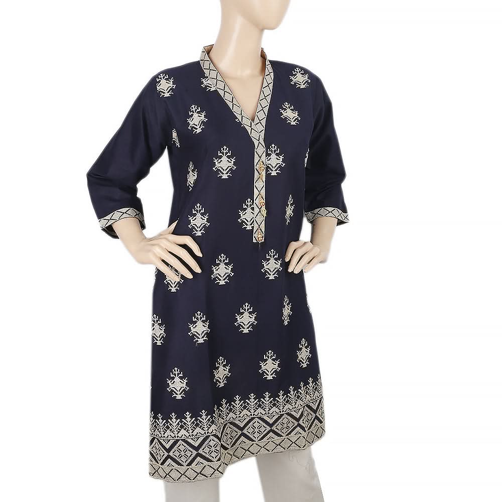 Women's Embroderied  Kurti - Navy Blue, Women, Ready Kurtis, Chase Value, Chase Value