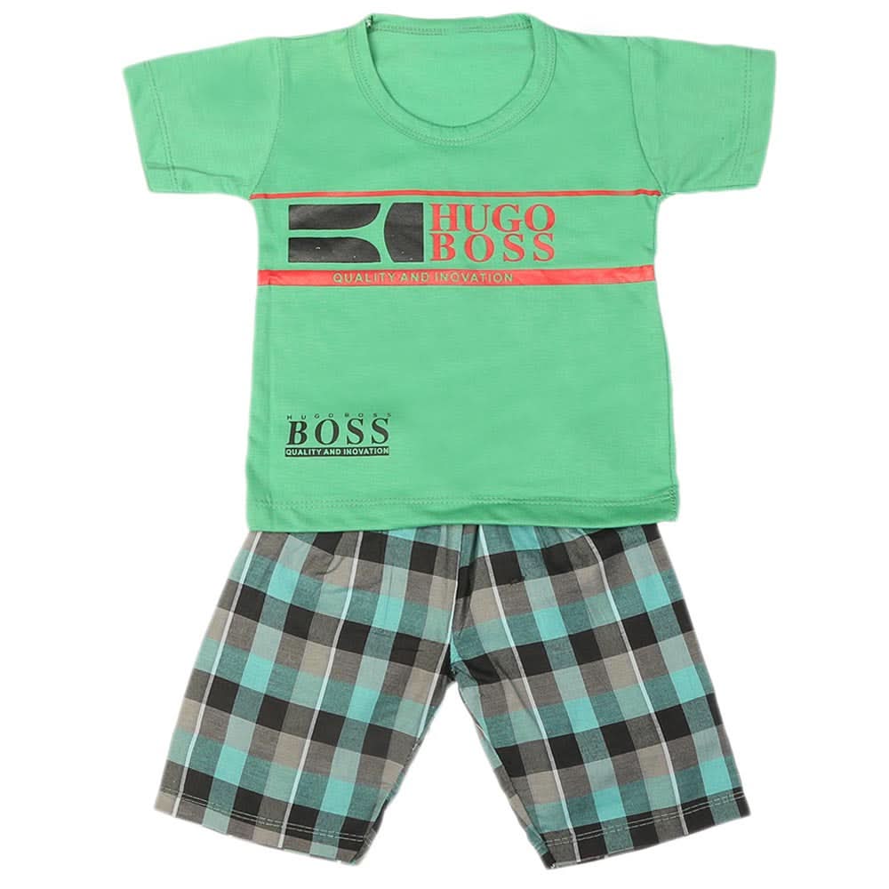 Boys 2 Pcs Suit Half Sleeves - Green, Kids, Boys Sets And Suits, Chase Value, Chase Value