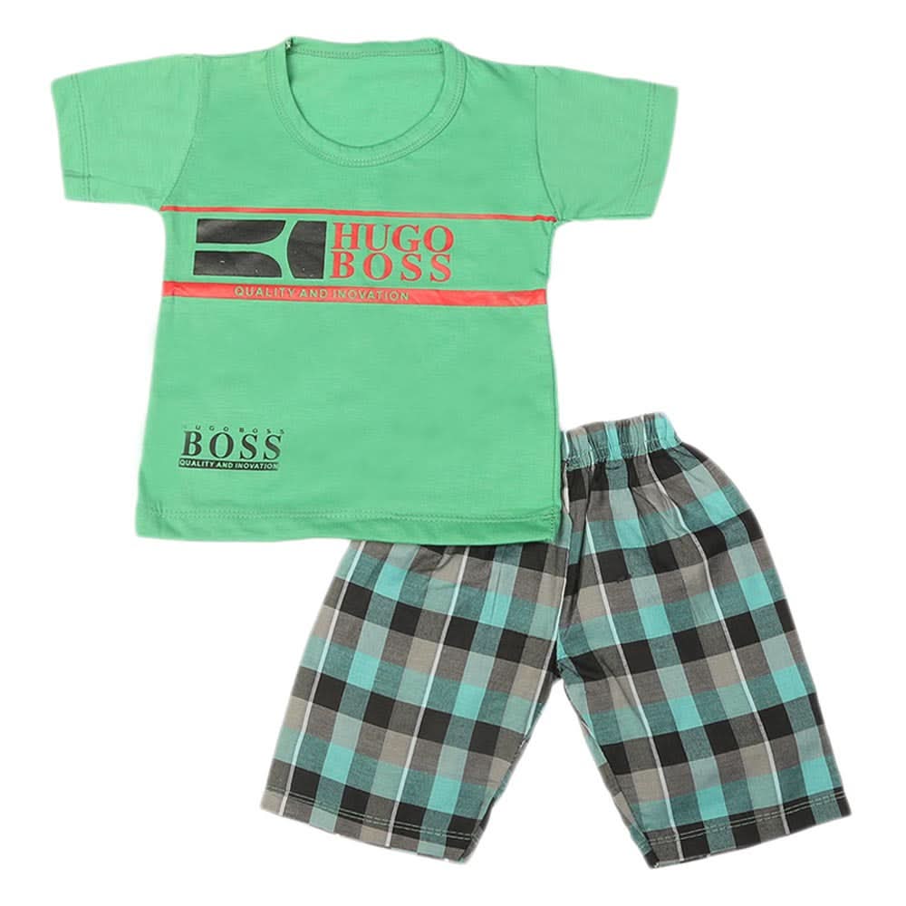 Boys 2 Pcs Suit Half Sleeves - Green, Kids, Boys Sets And Suits, Chase Value, Chase Value