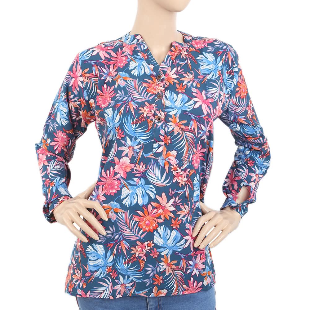 Women's Full Sleeve Top - Steel Blue, Women, T-Shirts And Tops, Chase Value, Chase Value