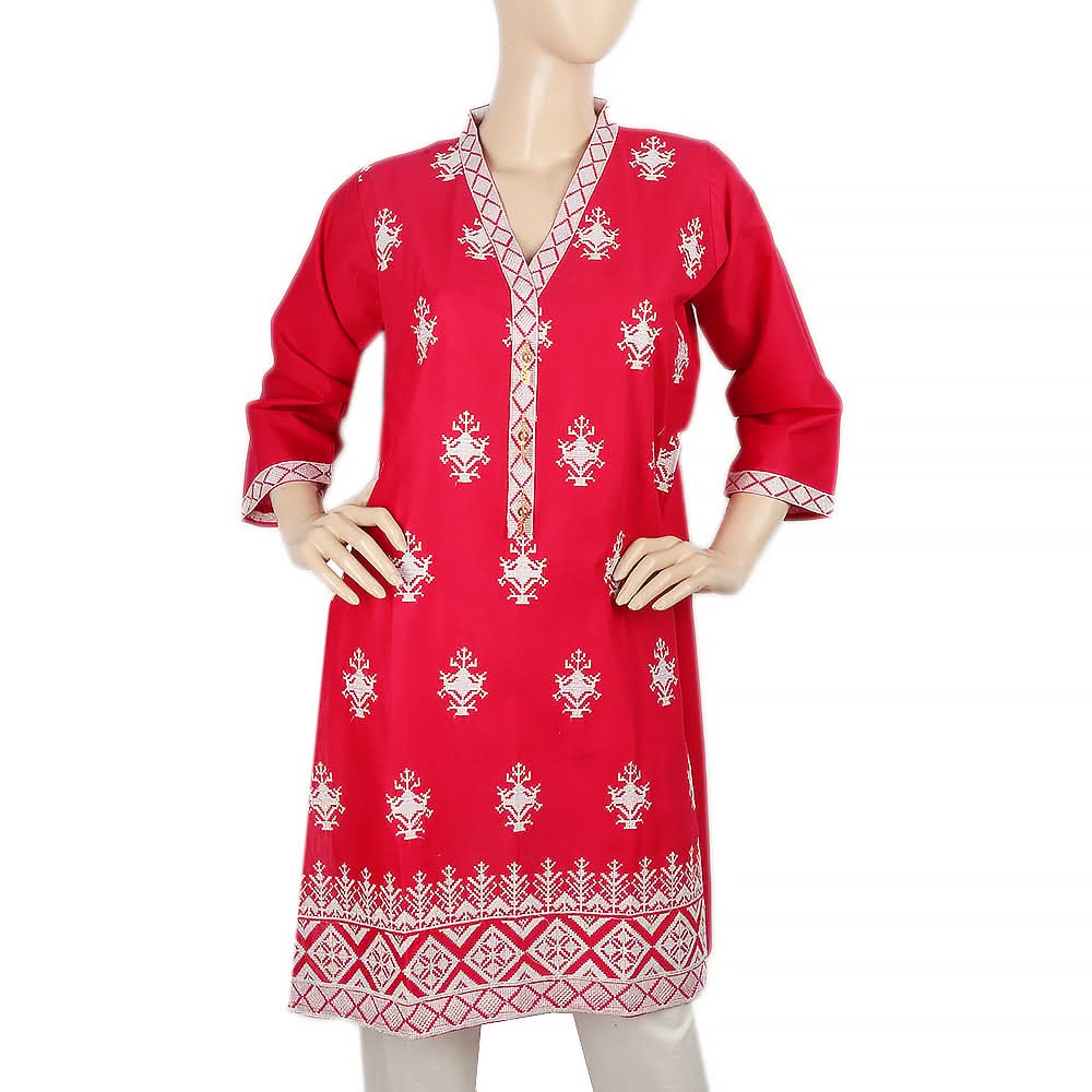Women's Embroderied  Kurti - Dark Pink, Women, Ready Kurtis, Chase Value, Chase Value