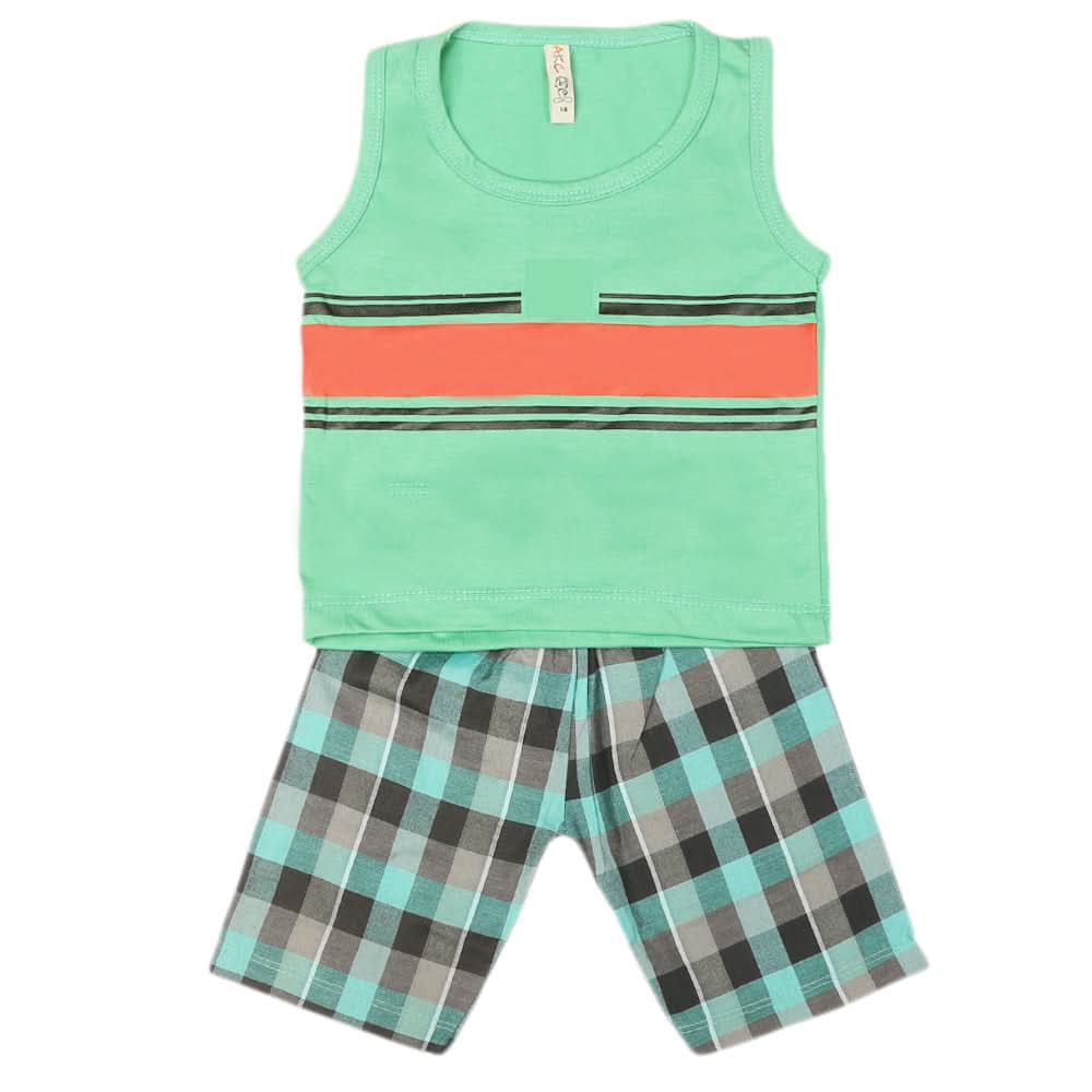 Boys 2 Pcs Suit Sando - Green, Kids, Boys Sets And Suits, Chase Value, Chase Value