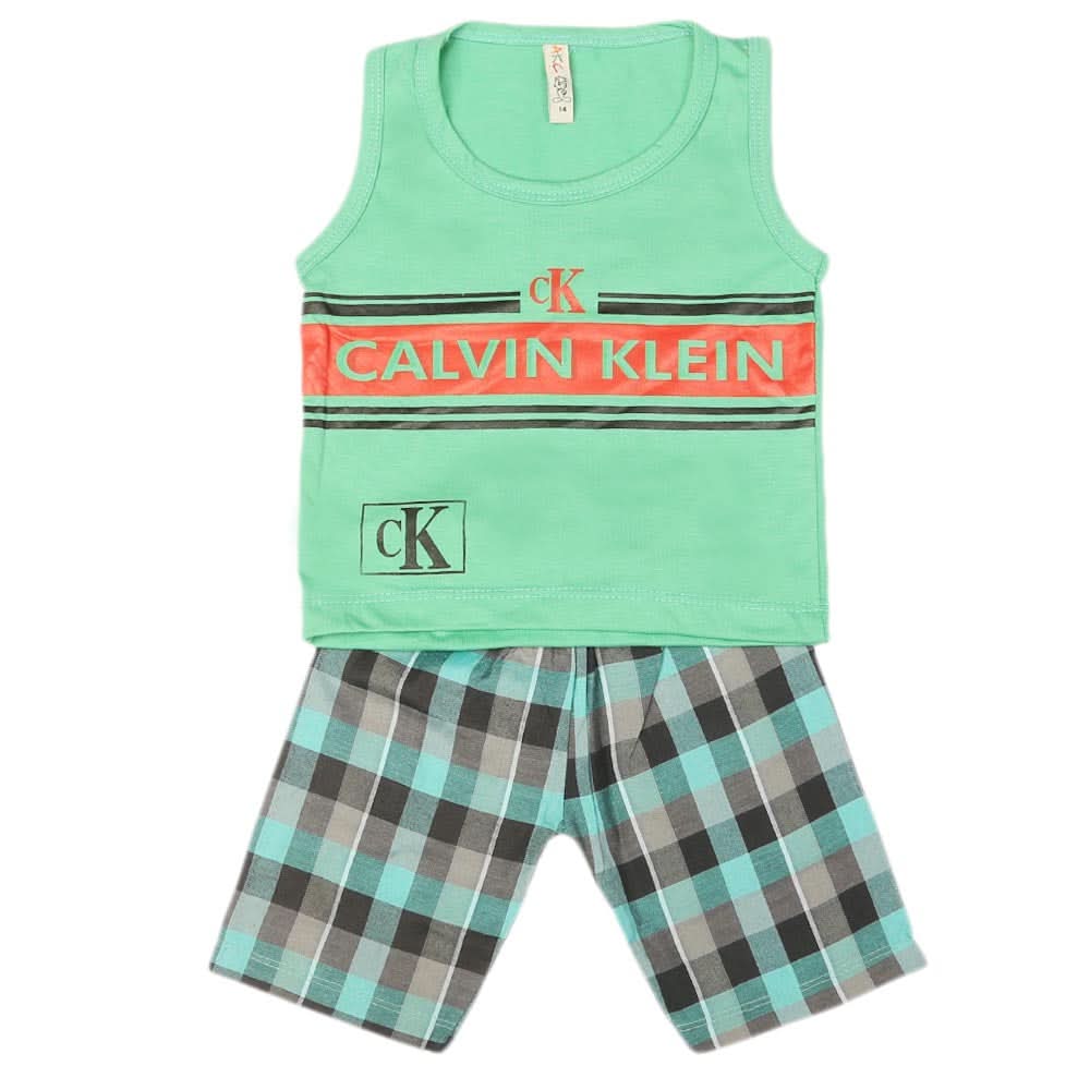 Boys 2 Pcs Suit Sando - Green, Kids, Boys Sets And Suits, Chase Value, Chase Value