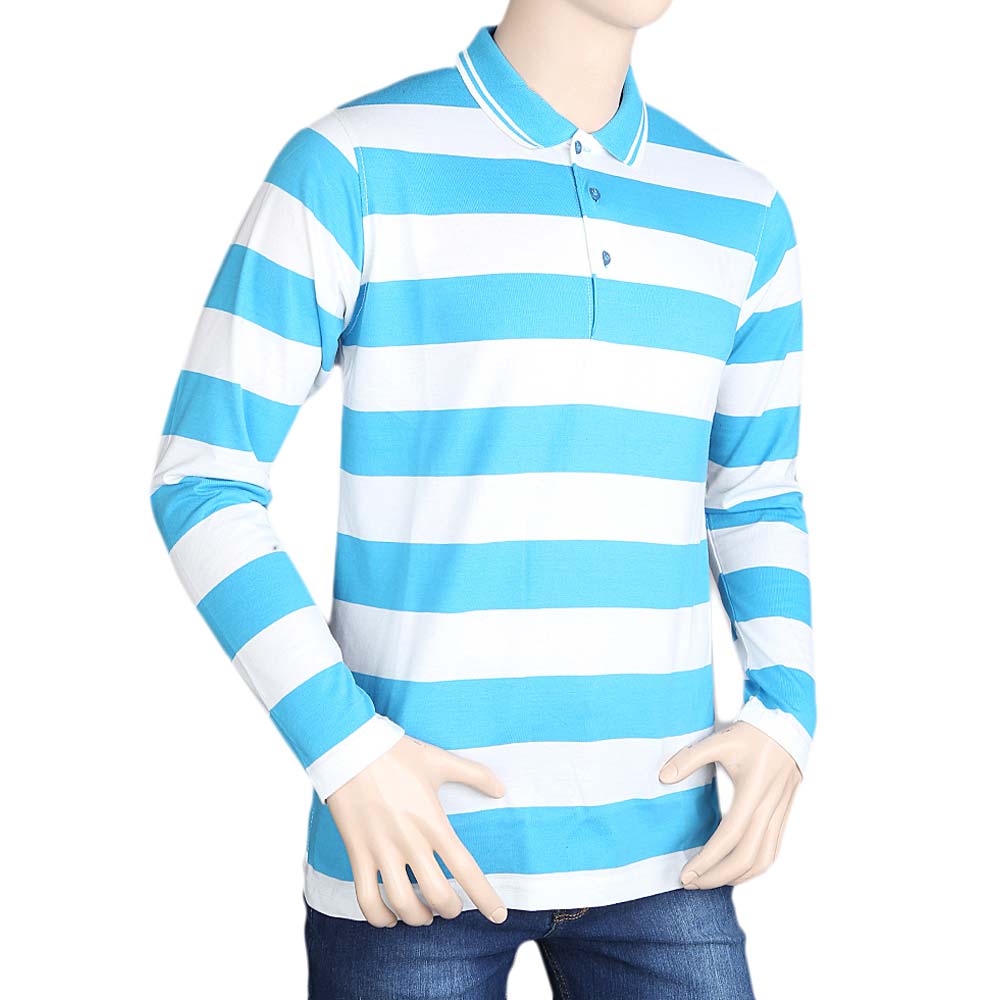 Men's Full Sleeves Polo T Shirt - Light Blue, Men, T-Shirts And Polos, Chase Value, Chase Value