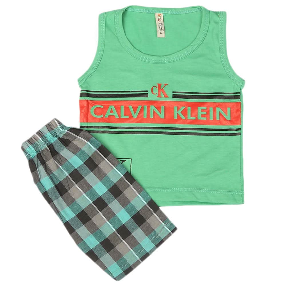 Boys 2 Pcs Suit Sando - Green, Kids, Boys Sets And Suits, Chase Value, Chase Value