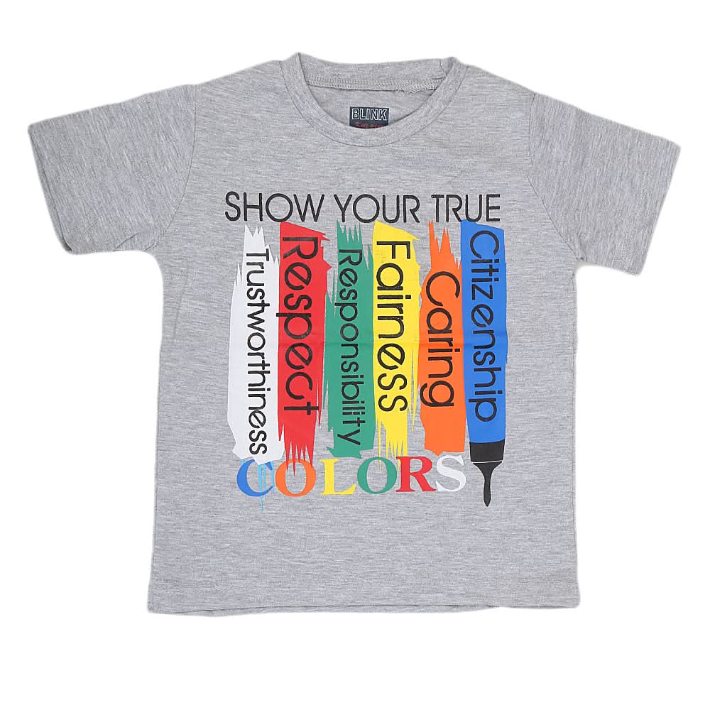 Boys Half Sleeves T-Shirt 3985 - Grey, Kids, Boys T-Shirts, Chase Value, Chase Value