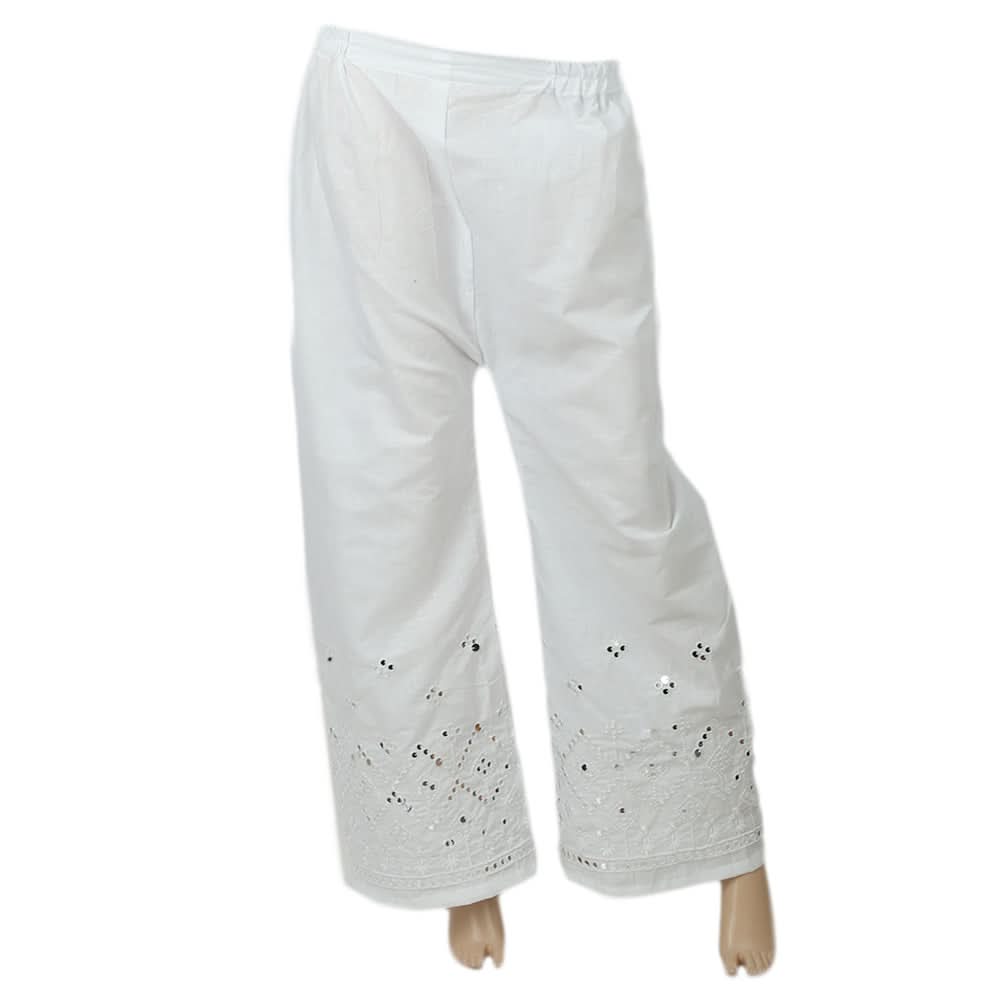 Women's Embroidered Bell Bottom Trouser - White, Women, Pants & Tights, Chase Value, Chase Value