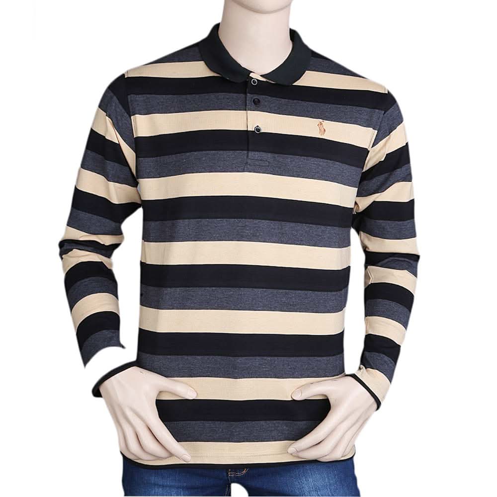 Men's Full Sleeves Polo T Shirt - Fawn, Men, T-Shirts And Polos, Chase Value, Chase Value
