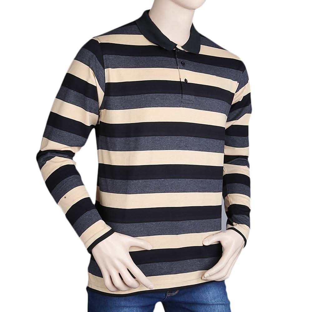 Men's Full Sleeves Polo T Shirt - Fawn, Men, T-Shirts And Polos, Chase Value, Chase Value