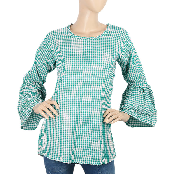 Women's Western Top  With Pearls - Green, Women, T-Shirts And Tops, Chase Value, Chase Value