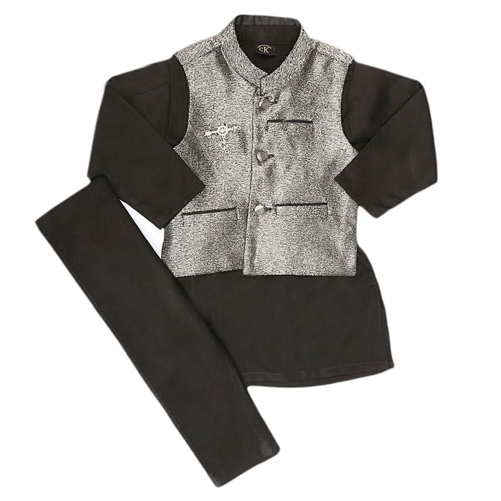 Boys Waistcoat Shalwar Suit - Black, Kids, Boys Shalwar Kameez, Chase Value, Chase Value
